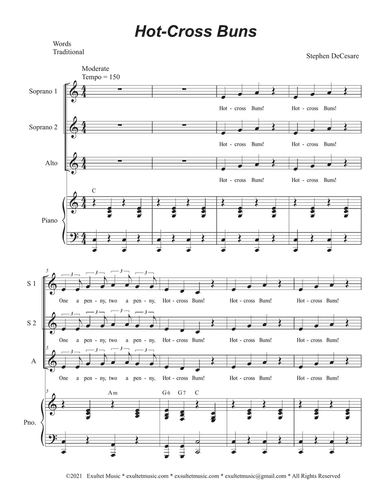 Hot-Cross Buns (Vocal Trio - (SSA)