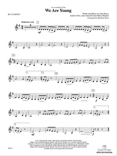 We Are Young: 1st B-flat Clarinet