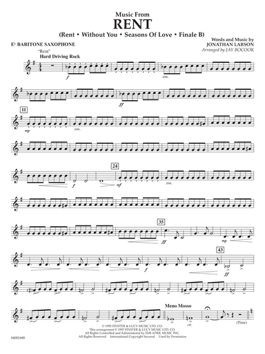 Music from Rent (arr. Jay Bocook) - Eb Baritone Saxophone