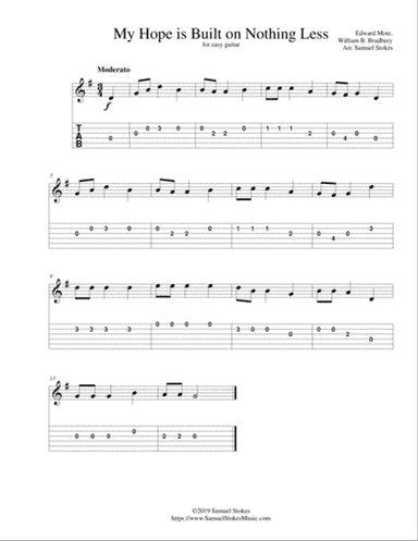My Hope is Built on Nothing Less (The Solid Rock) - for easy guitar with TAB