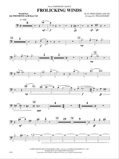 Frolicking Winds (from Symphonic Dance): (wp) 2nd B-flat Trombone B.C.