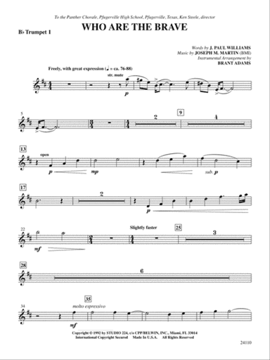 Who Are the Brave: 1st B-flat Trumpet