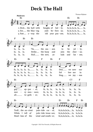 Deck The Hall - Lead Sheet (Bb Major)