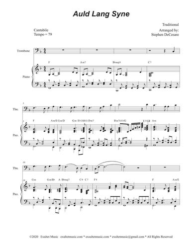 Auld Lang Syne (Trombone solo and Piano)