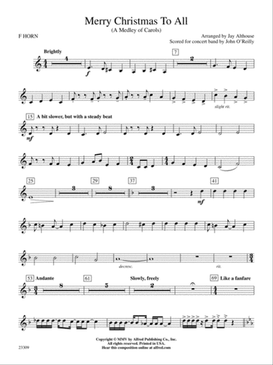 Merry Christmas to All (A Medley of Carols): 1st F Horn