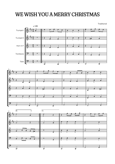 We Wish You a Merry Christmas for Brass Quintet • easy Christmas sheet music