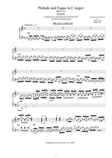 Bach - Prelude and Fugue in C major BWV 531 for Piano