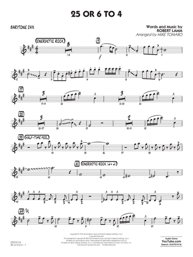 25 Or 6 To 4 (arr. Mike Tomaro) - Baritone Sax