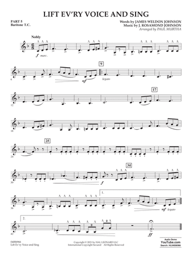 Lift Ev'ry Voice And Sing (arr. Paul Murtha) - Pt.5 - Baritone T.C.