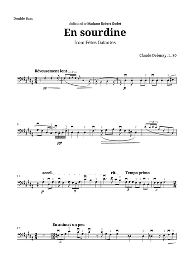 En sourdine by Debussy for Double Bass