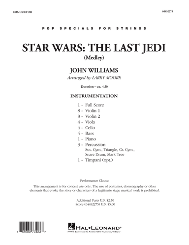 Star Wars: The Last Jedi (Medley) (Arr. Larry Moore) - Conductor Score (Full Score)
