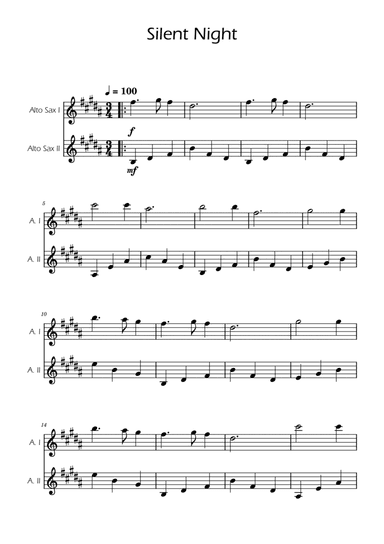Silent Night - Alto Sax Duet
