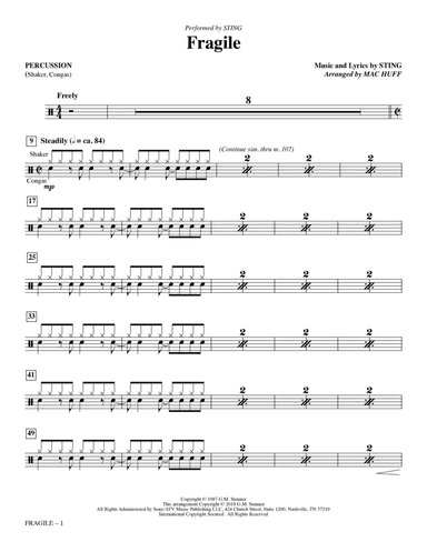 Fragile (arr. Mac Huff) - Percussion