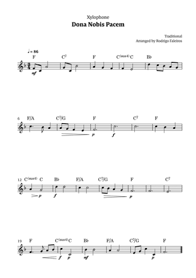 Dona Nobis Pacem - for xylophone (with chords)