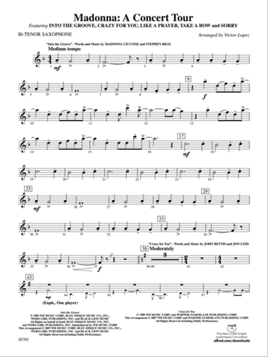 Madonna: A Concert Tour: B-flat Tenor Saxophone