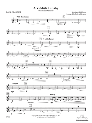 A Yiddish Lullaby: 2nd B-flat Clarinet