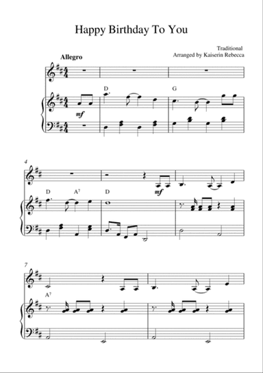 Happy Birthday To You (for violin solo and piano accompaniment)