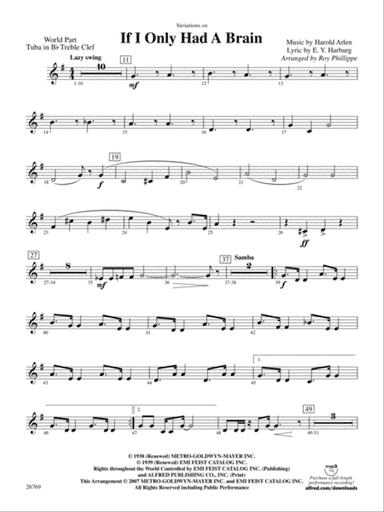 Variations on If I Only Had a Brain (from The Wizard of Oz): (wp) B-flat Tuba T.C.