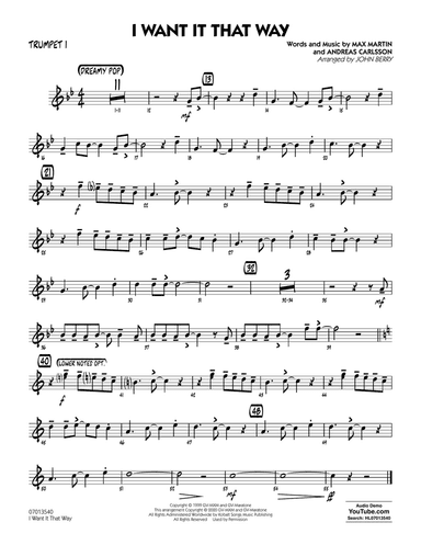 I Want It That Way (arr. John Berry) - Trumpet 1