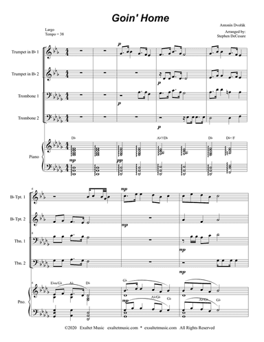 Goin' Home (for Brass Quartet and Piano - Alternate Version)