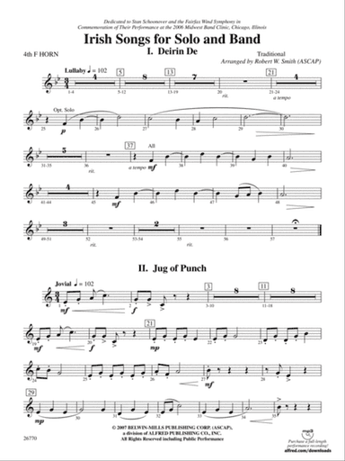 Irish Songs: 4th F Horn