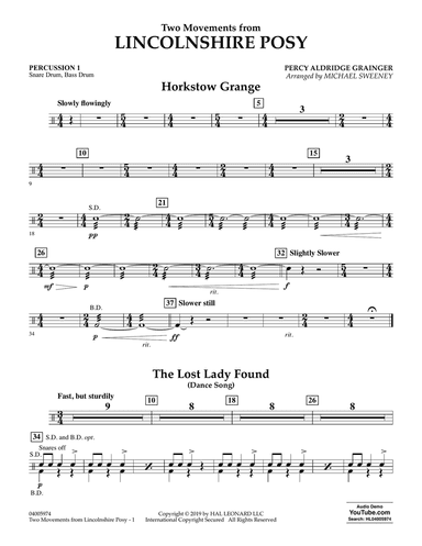 Two Movements from Lincolnshire Posy (arr. Michael Sweeney) - Percussion 1