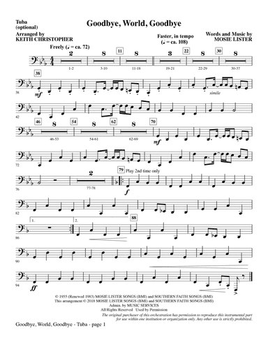 Goodbye, World, Goodbye (arr. Keith Christopher) - Tuba