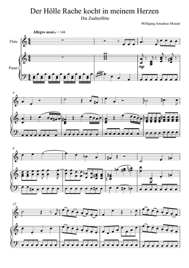 W.A Mozart - Der Hölle Rache kocht in meinem Herzen (Die Zauberflöte) Flute Solo