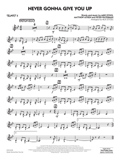 Never Gonna Give You Up (arr. Rick Stitzel) - Trumpet 4