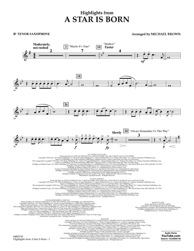 Highlights from A Star Is Born - Bb Tenor Saxophone