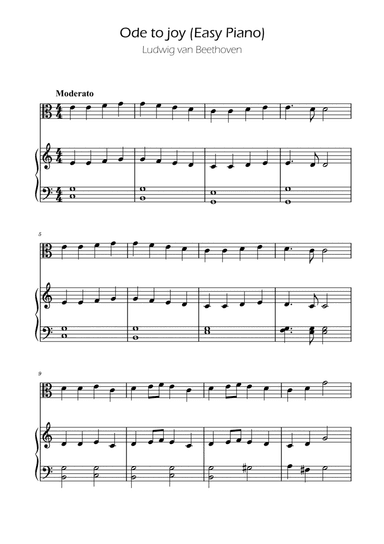Ode To Joy - Easy Viola w/ piano accompaniment