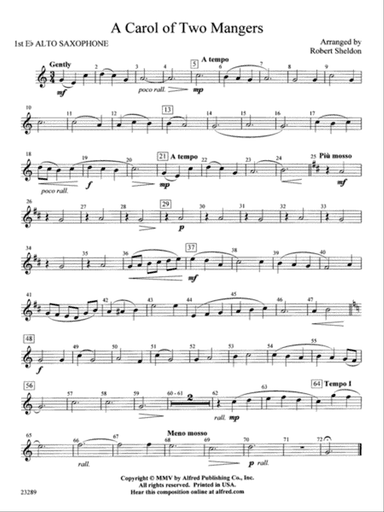A Carol of Two Mangers: E-flat Alto Saxophone