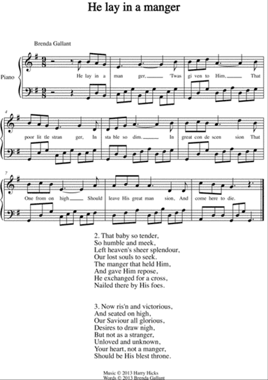 He lay in a manger. A brand new hymn!