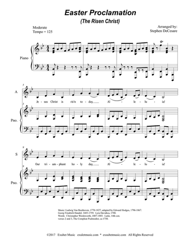 Easter Proclamation (The Risen Christ) (for 2-part choir - (SA)