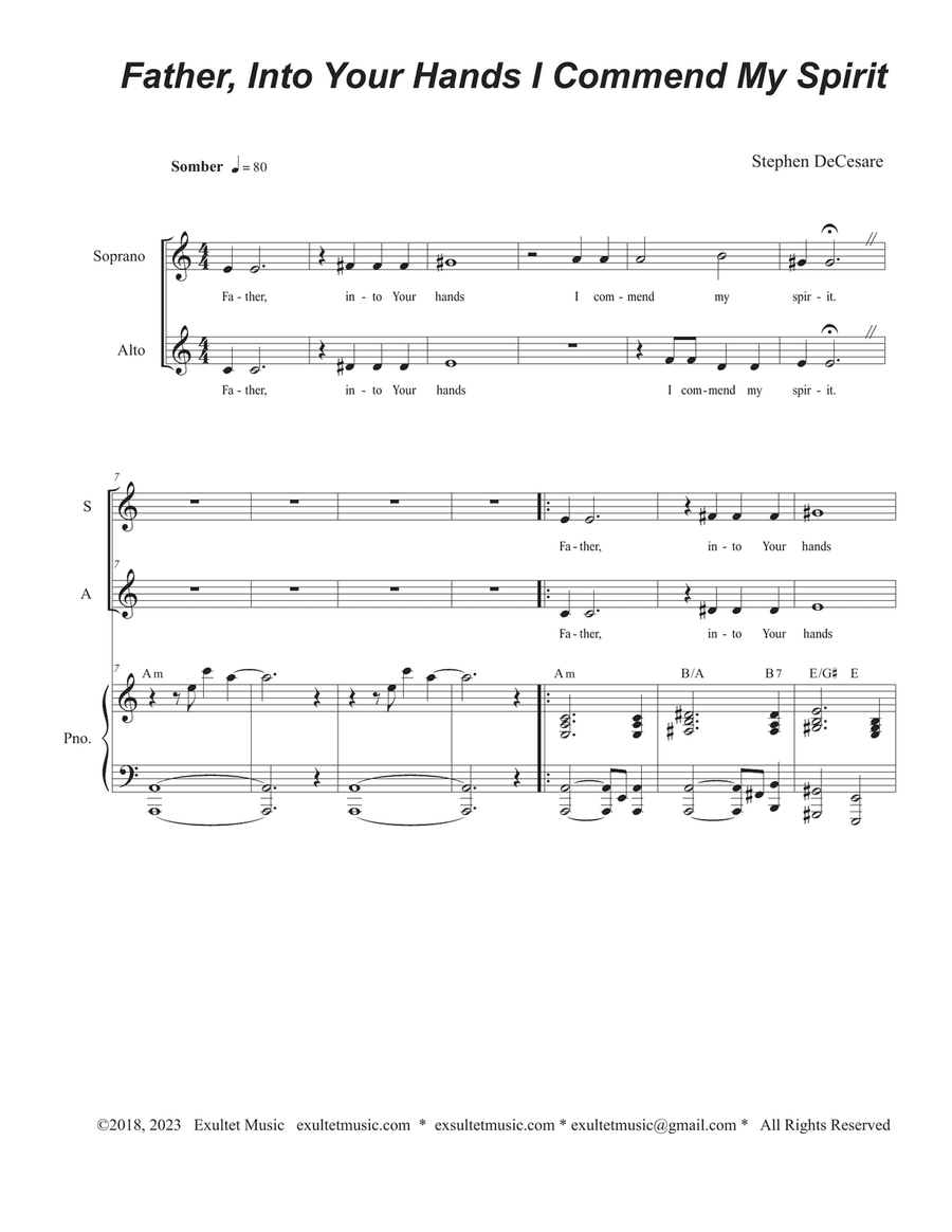 Father, Into Your Hands I Commend My Spirit (2-part choir - (SA)