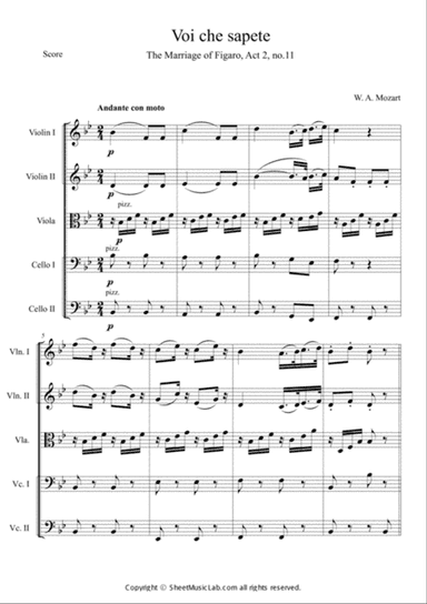 Voi che sapete (The Marriage of Figaro, Act 2 no.11)