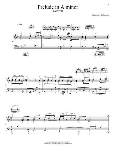 Prelude In A Minor, BWV 931