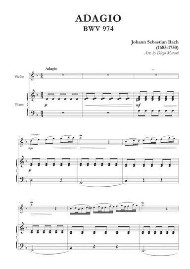 Adagio from BWV 974 for Violin and Piano