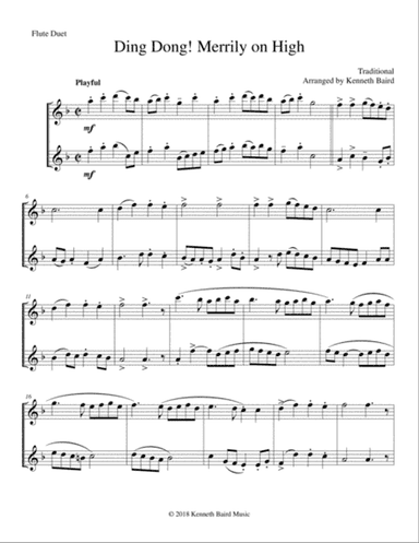 Ding Dong! Merrily on High - Flute Duet