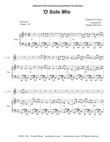 O Sole Mio (Alto Saxophone and Piano)