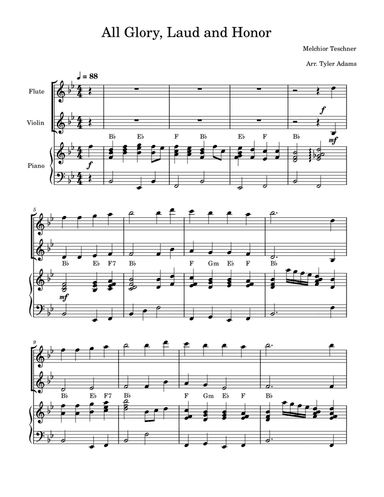 All Glory, Laud and Honor (Flute and Violin Duet with Piano)
