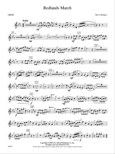Redlands March: Oboe