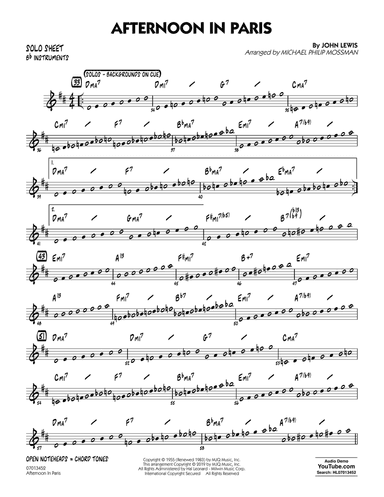 Afternoon in Paris (arr. Michael Philip Mossman) - Bb Solo Sheet