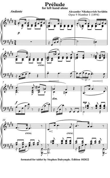Prélude for Left Hand Alone