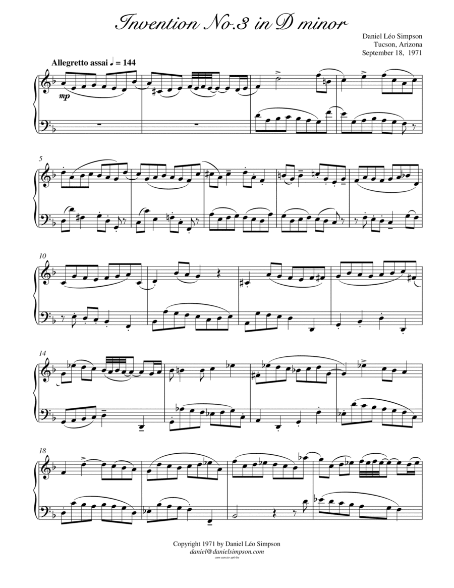 Invention No.3 in D minor