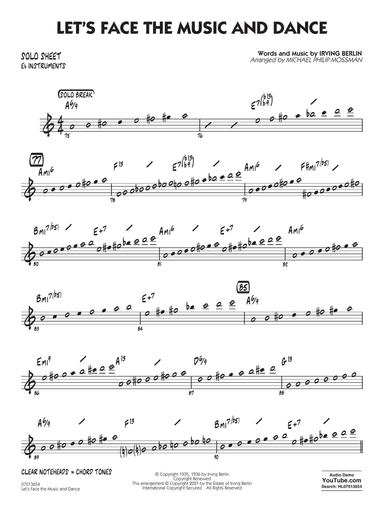 Let's Face the Music and Dance (arr. Michael Philip Mossman) - Eb Solo Sheet