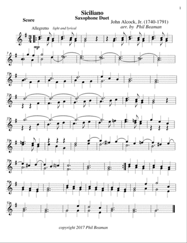 Siciliano - Saxophone Duet