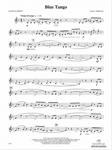 Blue Tango: 2nd B-flat Clarinet