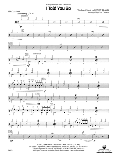 I Told You So: 1st Percussion