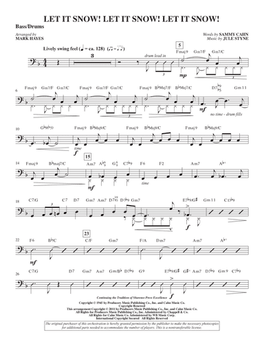 Let It Snow! Let It Snow! Let It Snow! (arr. Mark Hayes) - Bass/Drums